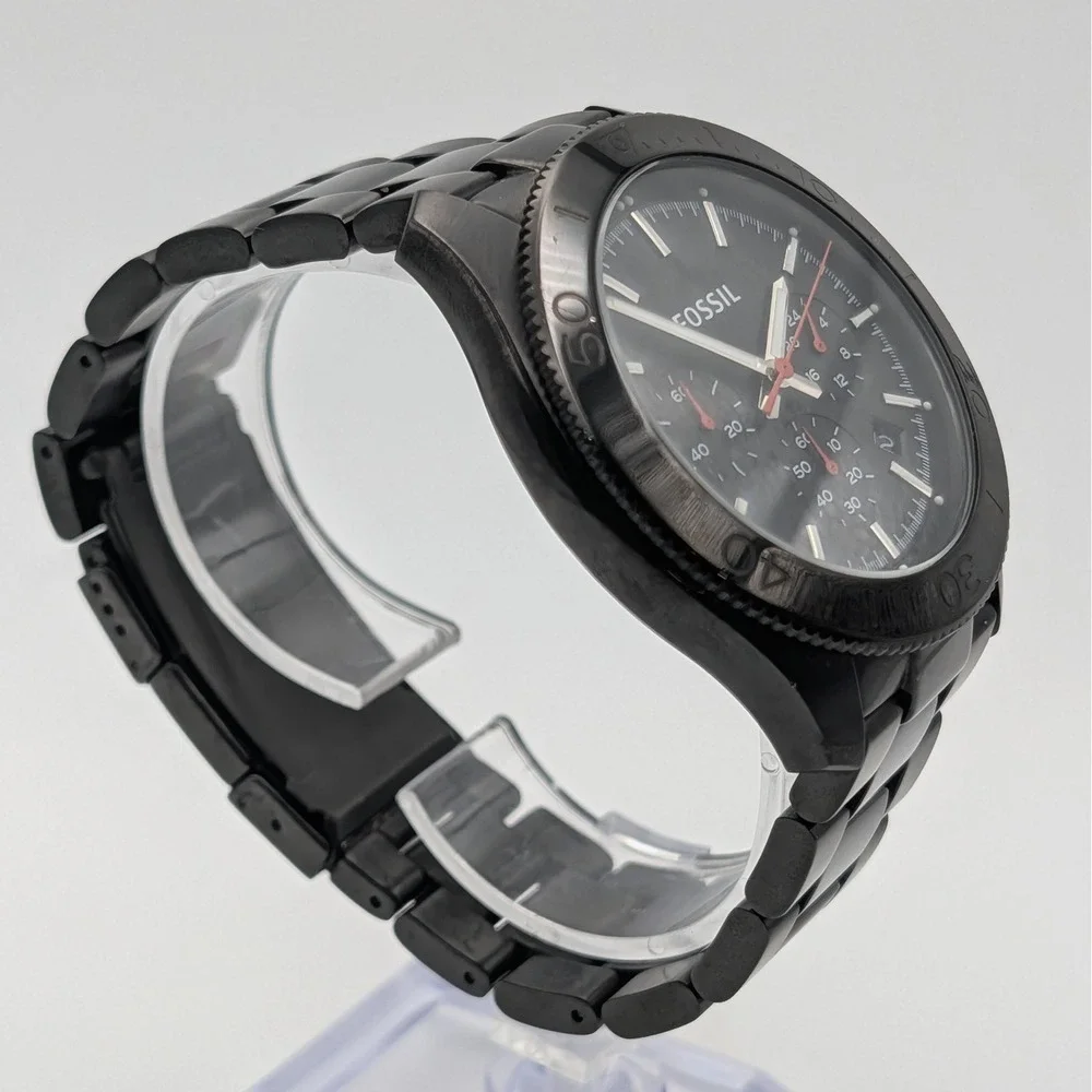 Fossil‎ CH2863 Black Chronograph Watch 44mm Date Steel Bracelet